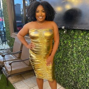 Gold Ruched Dress (Touchdolls)